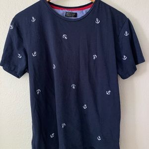 Size L—Zara Man Navy Anchor T-Shirt
